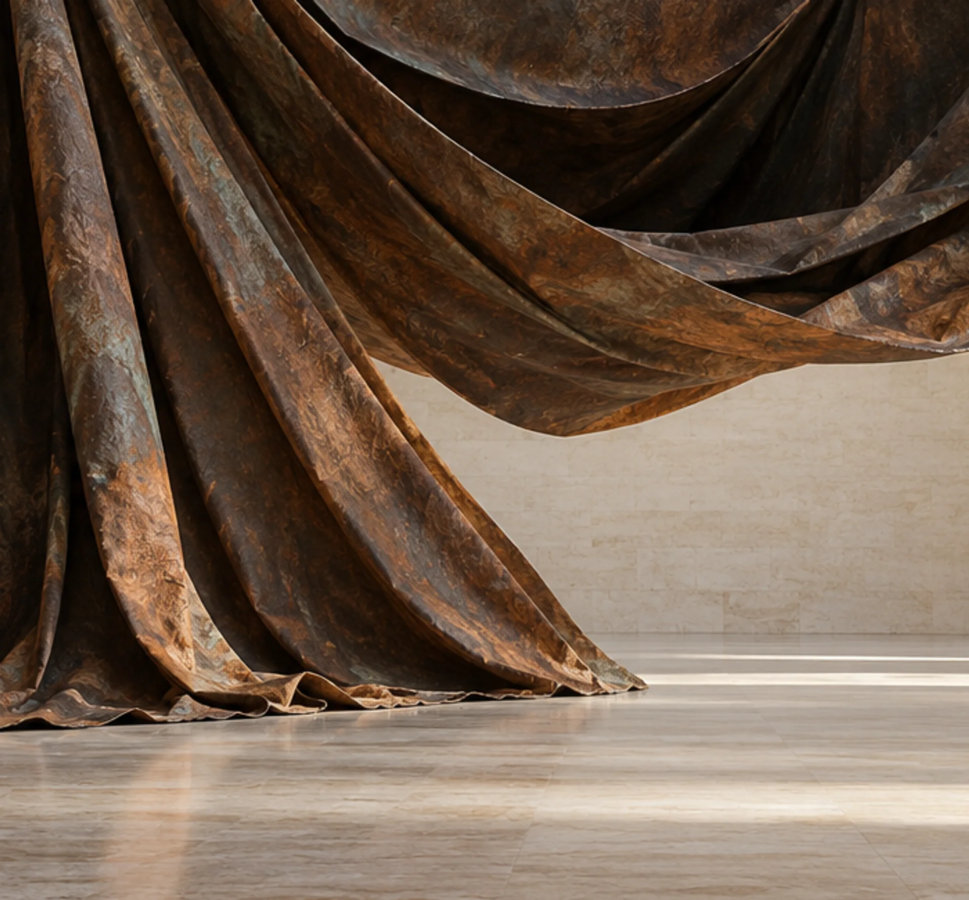 Close view of an original umber sculptural form